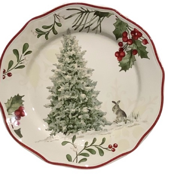 Better Homes & Garden 2 Heritage Winter Tree Salad Dessert Plates - Picture 2 of 5